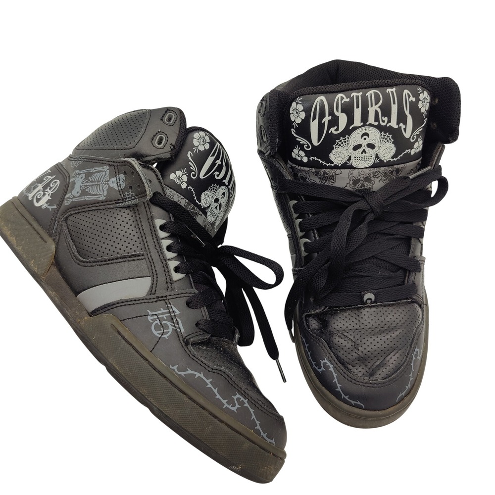 Osiris Lucky 13 Mens Y2K Emo Goth Punk NYC 83 Skate Shoes SZ 10.5 Black Skull